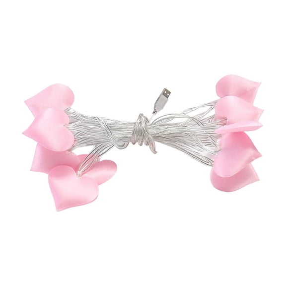 LED Fabric Heart Fairy String Lights Battery Operated Romantic Valentine Wedding Bedroom Decorative Lighting, for Patio Garden Party Xmas Tree Wedding Home Bedroom Decoration