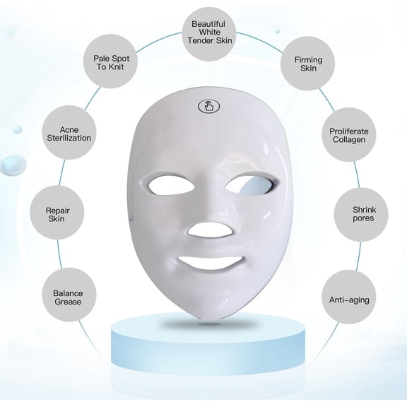 LED Face Mask Light Therapy, 7+1 Modes Portable Red Light Therapy for Face, Rechargeable, Blue & Red Light Mask, LED Facial Skin Care Mask At Home & Travel