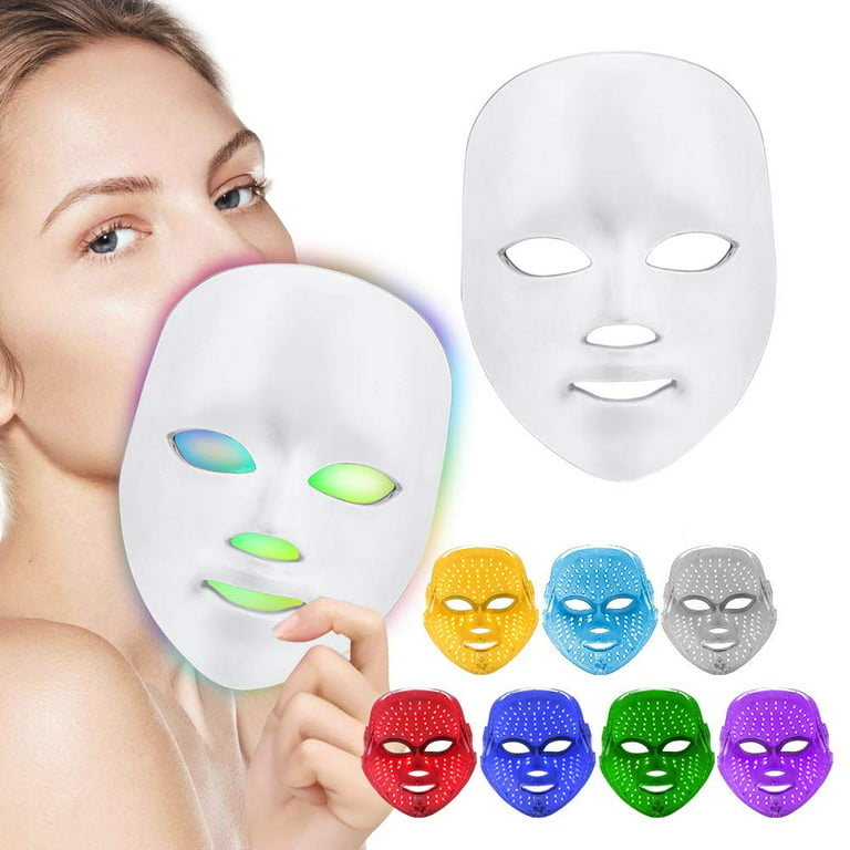 LED-Face-Mask-Light-Therapy 7 Colors LED Facial Skin Care Mask Red Light  Therapy Mask LED Lights for Facial at Home