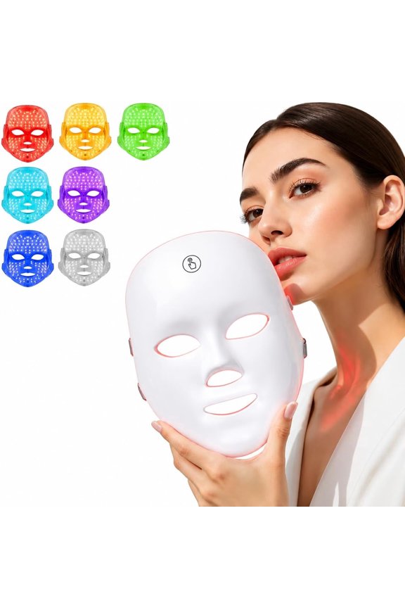 LED Face Mask with Red Light Therapy & Infrared,7 Custom Modes with Infrared,Portable USB C Rechargeable for Home Use Working Travel Yoga