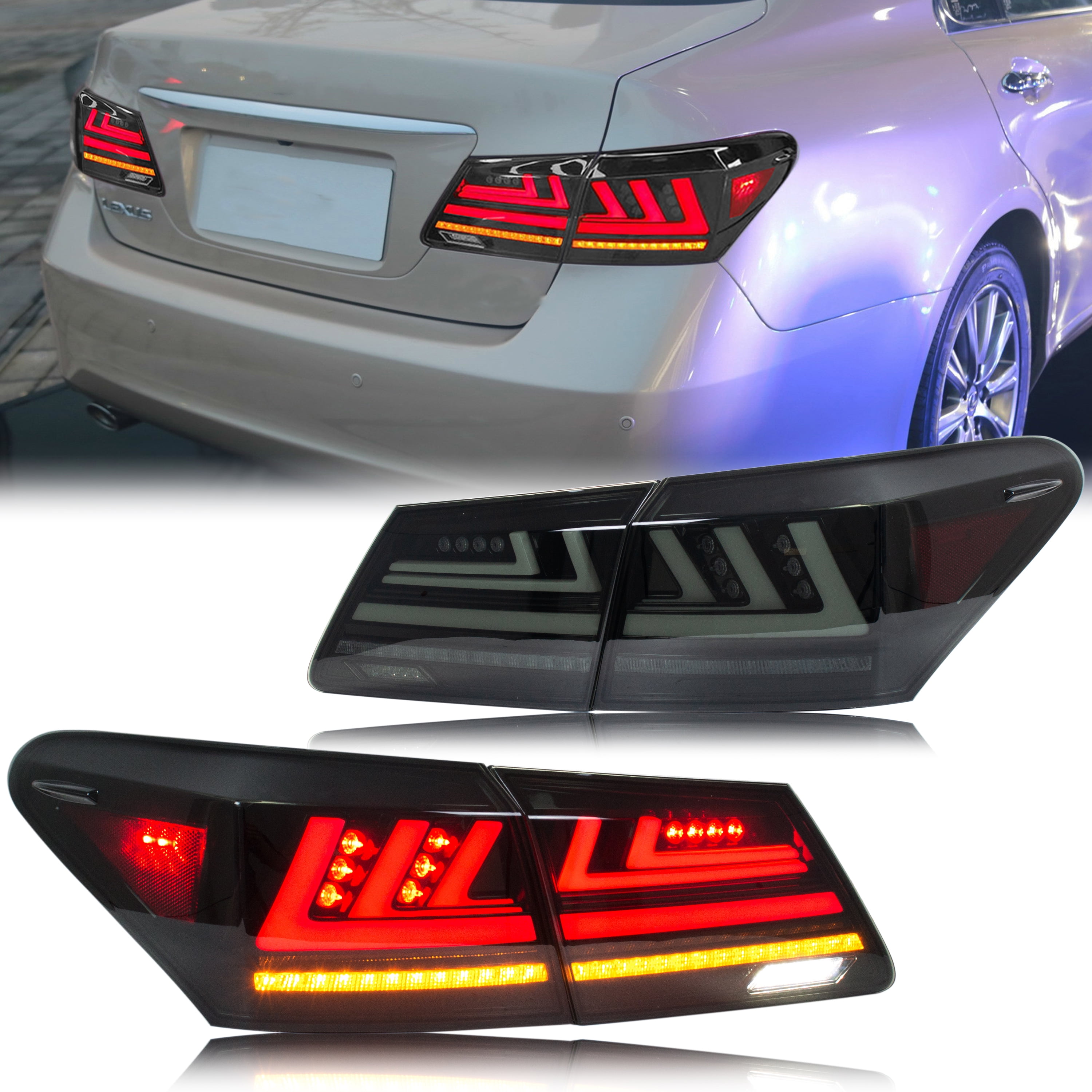 LED Facelift Tail Lights for Lexus ES350 ES330 20062012 Black Rear