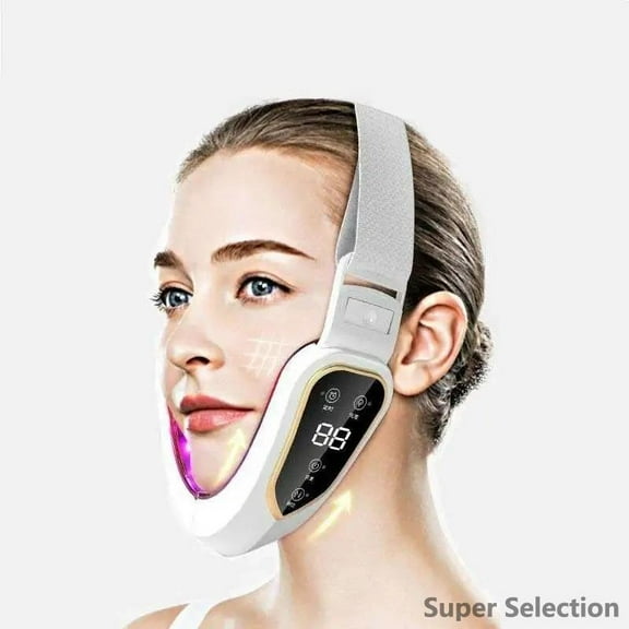 LED Facial Device With Vibration Massage, Rechargeable Home Skincare Tool With Heating, 5-Color Light & Vibration For Personal Care,WHITE,256mm*156mm*45mm,funny