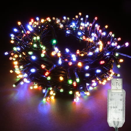 LED Fairy Christmas String Lights 100 LED 33ft by USB Powered Timer Function for Indoor Outdoor Tree Wedding Home Decoration