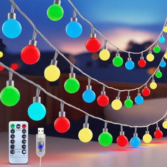A LED Fairy Lights Plug in String Lights with Remote 38ft 100Led 8 Mode Timer Dimmable USB Multicolor Christmas Lights for Bedroom Dorm Indoor Outdoor Camping Party Wedding Xmas Tree Decor,Multicolor