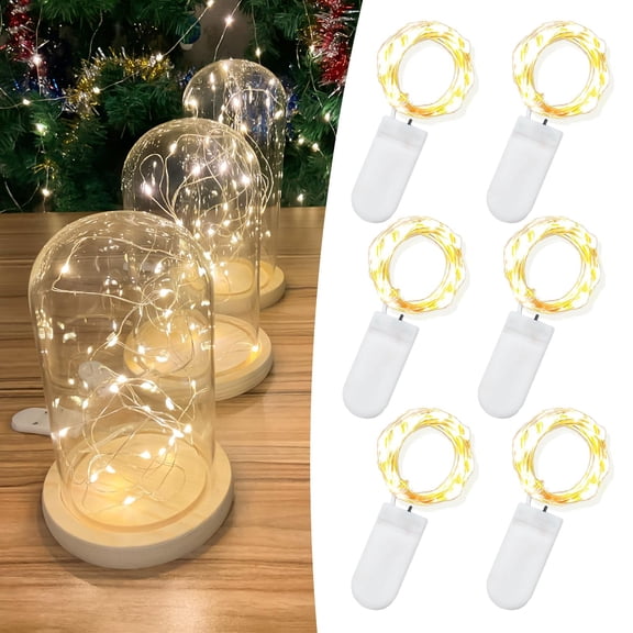 LED Fairy String Lights,6Pack 7FT 20LED Battery Opeed Mini Lights with Silver Wire,Twinkle Firefly Lights for Mason Jars,Wedding,Party,Christmas,Halloween,Birthday,Home Centerpieces,Warm White