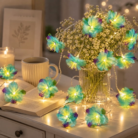 LED Fairy String Lights with Jasmine Flowers - Battery Operated Waterproof Decor for Weddings, Parties, Gardens, and Home - Romantic Warm Lighting for Indoor and Outdoor Use