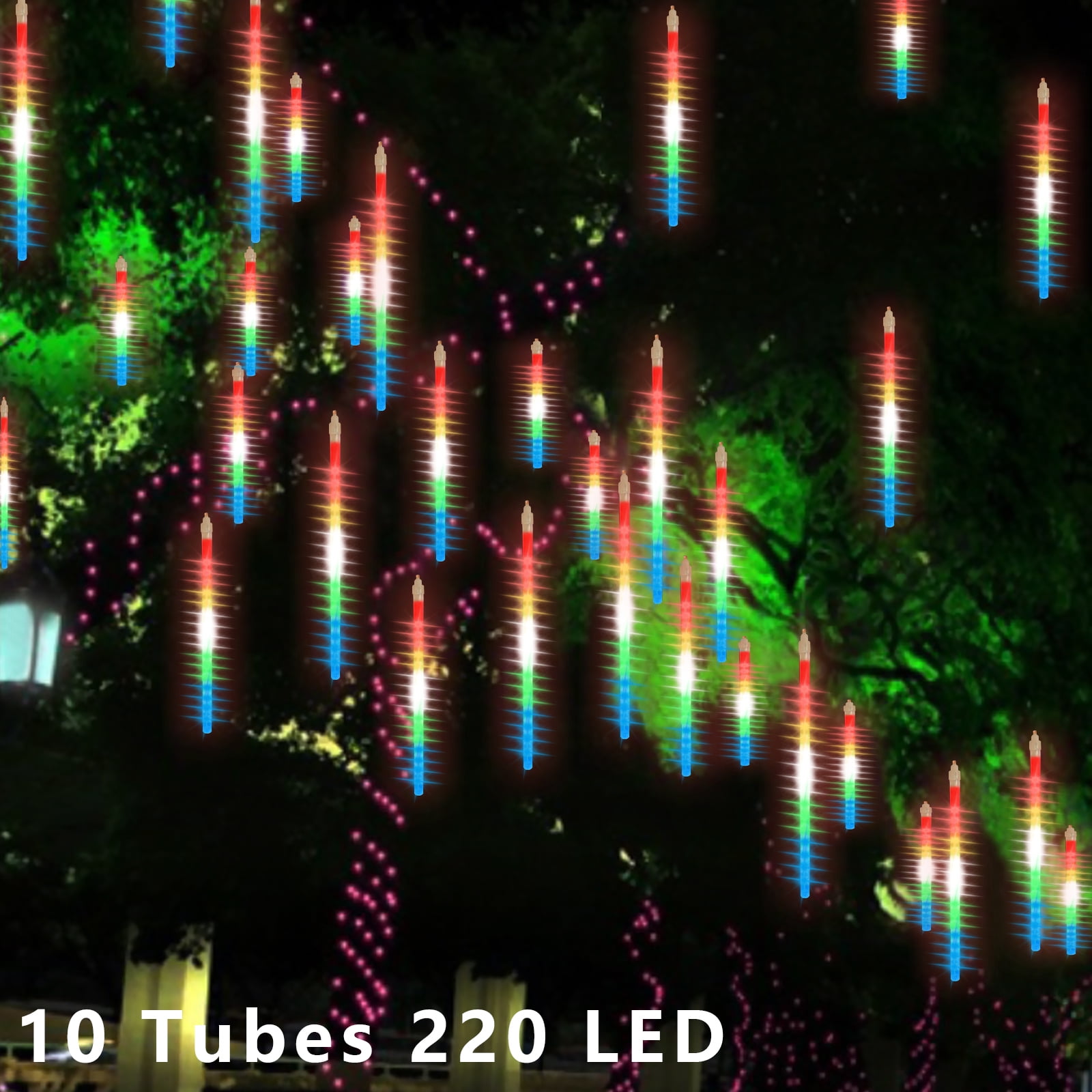 LED Falling Rain String Lights, 11.8 inch 10 Tube 360 LED Meteor Shower