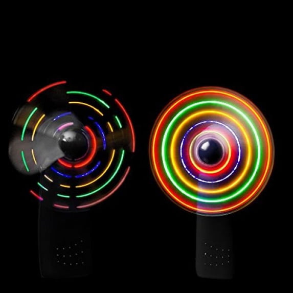 Fun Central V13 4 Inches Black LED Light up Fan, Handheld Personal LED Light up Fan, Portable LED Light up Fan, Light up Fan, Light up Fan with Changing Patterns