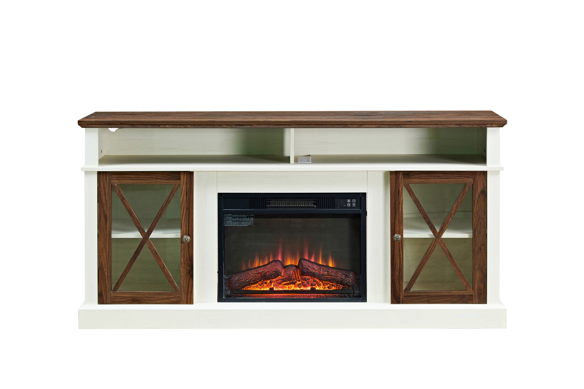 LED Farmhouse Style TV Stand with 23inch Fireplace for 65/70/75inch