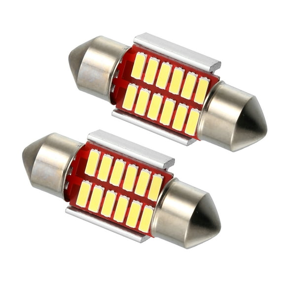 LED Festoon Light White Bright LED 31mm DE3175 12SMD 4014 Chipsets Metal Silver Tone Yellow 2 Pcs