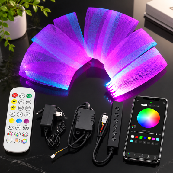 LED Fiber Optic Light DIY Kit with App & Remote, 200 Inch, 16 Million ...