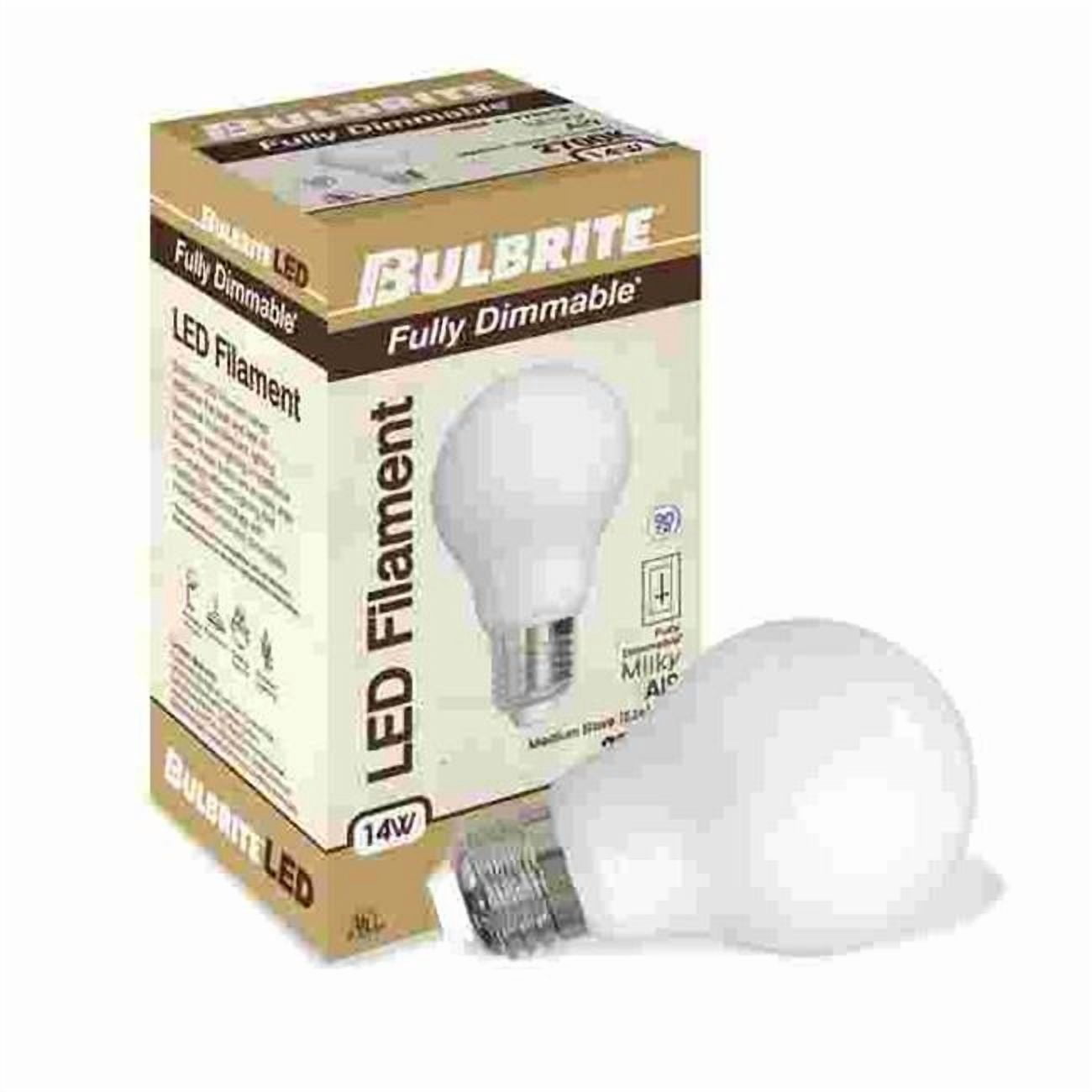 LED Filament 14 W Dimmable A19 Light Bulb with Glass Finish & Medium E26 Base - 2700K Warm White Light, 1500 Lumens, Milky - Pack of 4