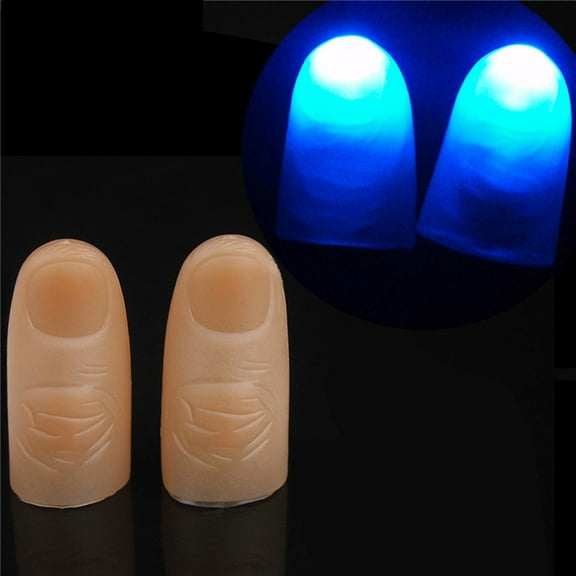 LED Finger Light Rings for Kids - 2 Pairs Glow Party Favors, Vinyl Spoof Toys for Ages 6+, Fun Children's Nighttime Play Accessories