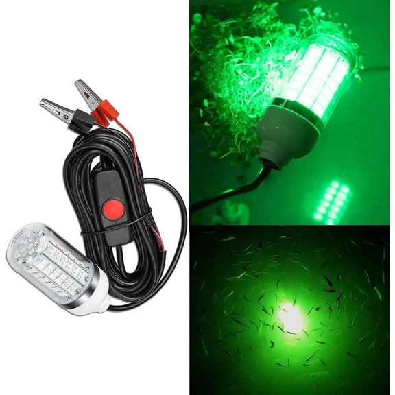 LED Fishing Light 15w,12v,Green IP68 Waterproof 360 All-Round Fish Light for Night Fishing, Lure
