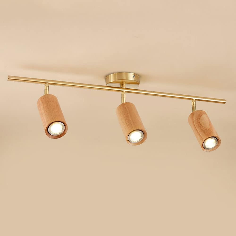 LED Fixed Track Lighting Wood Ceiling Spotlight 360°+180° Adjustable Surface Mount Accent Spot Lamp, Directional Spotlights Ceiling/Wall Lamps for Commercial Household