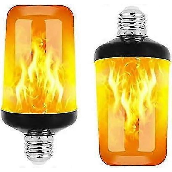 LED Flame Effect Light Bulb, 2PCS E27 Flame Bulb, Gravity Sensing Flame Light Bulb, Indoor Outdoor Decorative Light Bulbs with 4 Light Modes, for Gard