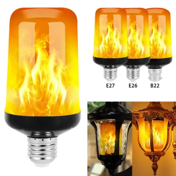 LED Flame Effect Light Bulb，4 Modes Flame Bulb with Gravity Sensor E26 E27 Lamp，Holder Flame Bulb Indoor and Outdoor Christmas Decoration Holiday Simulation Flame Decoration