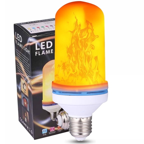 LED Flame Effect Light Bulb 5W Decor E27 Flickering Fire Lamp, 4 Modes Fire Light Bulbs with Gravity Sensor, E26 Base Flame Bulb for Party, Indoor Outdoor Decoration