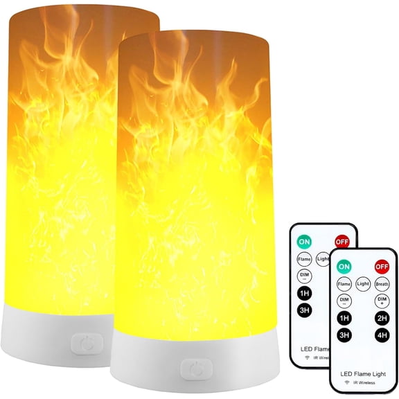 LED Flame Effect Light, Flame Lamp with Remote & Timer, USB Rechargeable 4 Modes Fire Lights Campfire Fireplace Lantern, Flameless Candles for Garden Halloween Party Bar Decor