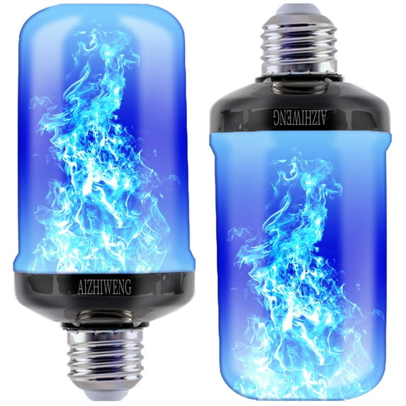 LED Flame Light Bulb, 2 Pack - E26 Base Flickering Light Bulbs with 4 Modes Blue