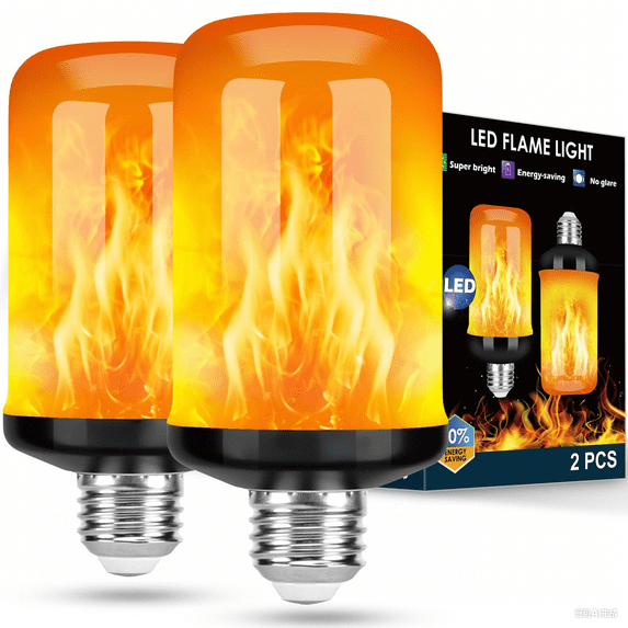 LED Flame Light Bulb, Upgraded 4 Modes Fire Light Bulbs with Upside Down Effect, E26 Base Flickering Light Bulbs for Halloween Decorations, Christmas, Outdoor, Indoor, Home Decor