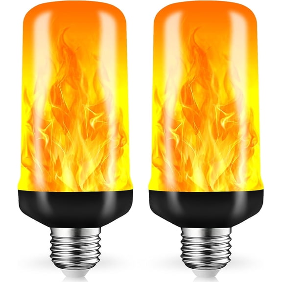 LED Flame Light Bulbs, Flickering Light Bulbs 4 Modes with Gravity Sensor, E26 Base Fire Light Bulb for Halloween, Christmas,Porch, Patio, Party, Indoor Outdoor Decor