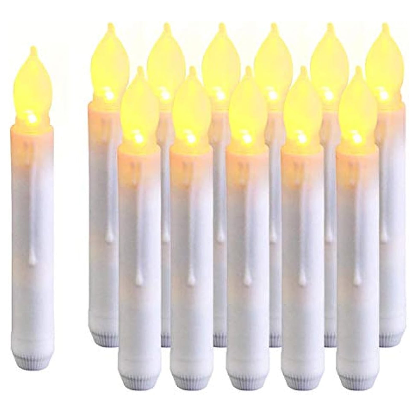 Walmart's 12 Pack LED Flameless Flickering Taper Candles, Battery