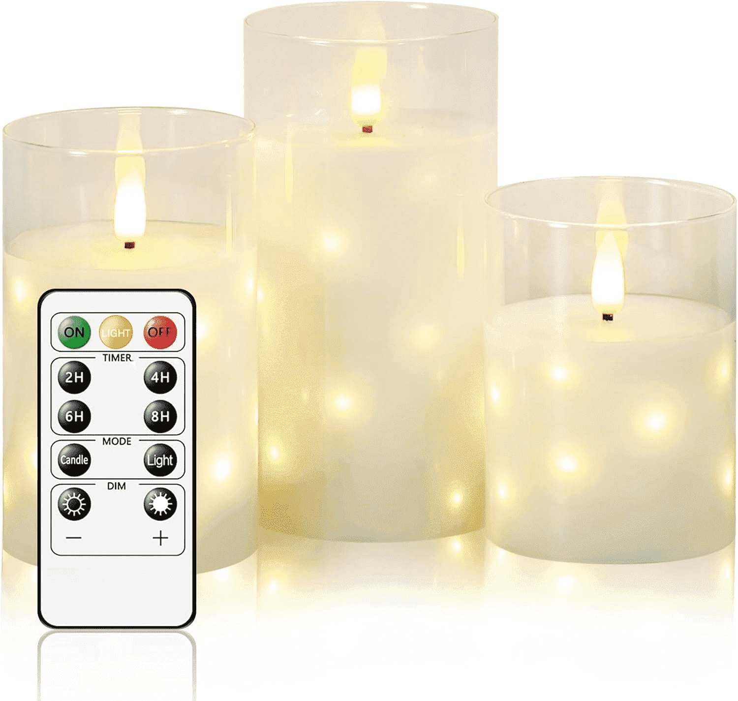 Flameless Candles,Built in Hidden String,Battery Candles Flickering Set ...