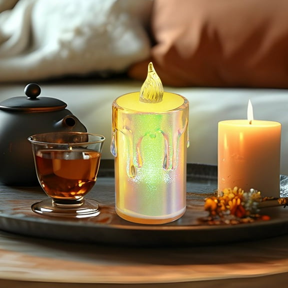 LED Flameless Candles, Colored Casing Crystal LED Tea Lights Battery Operated for Valentine's Day Christmas Romantic Night Wedding Anniversary Table Party Decoration