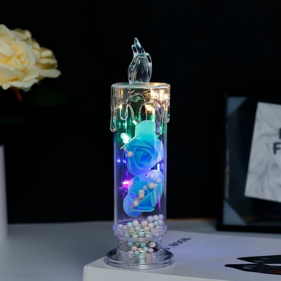 LED Flameless Candles, Elegant Romantic Battery Operated Candles, Simulation Electronic Candle for Valentine Wedding Birthday Bedroom Decor(F)