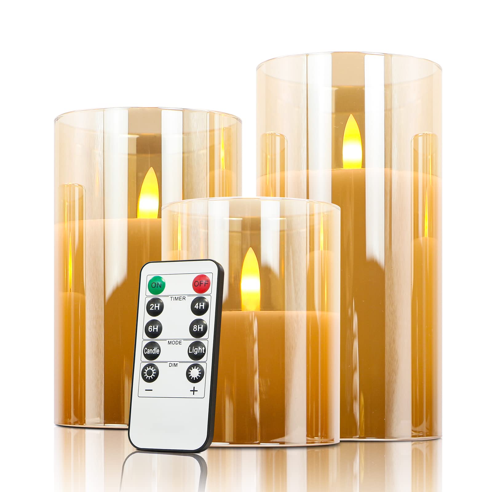 Led Flameless Candles Flickering With Timer And Remote Control Battery Operated Warm Light Gold 5979