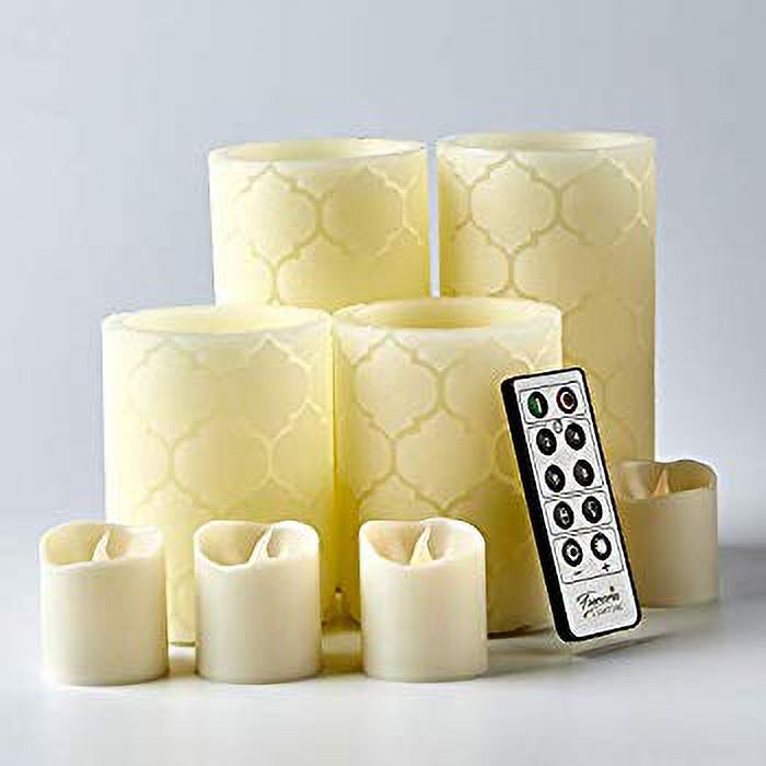 LED Flameless Candles with Remote Control, Set of 8, Real Wax Battery