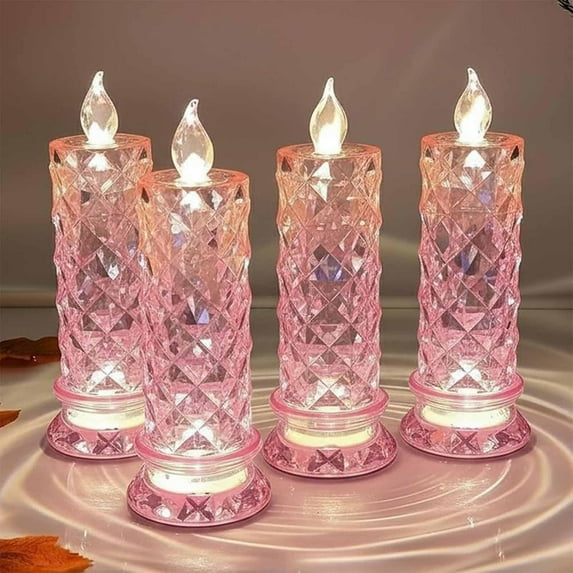 LED Flameless Candles, Set of 2/4/6, Safe & Long-Lasting Crystal Lights for Christmas & Valentine's Home Decor, 7.2in