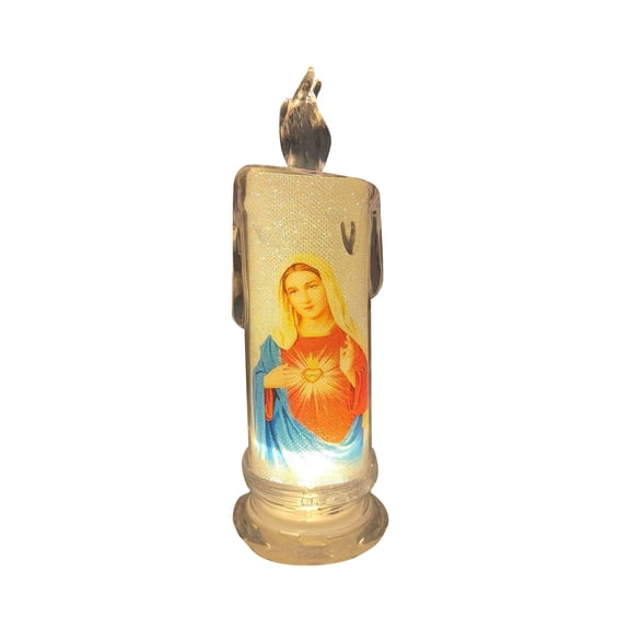LED Flameless Devotional Prayer Candle Religious Saints Decor Christmas Gift Safe Battery Operated Spiritual Home Decorations
