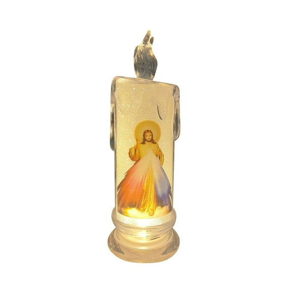 LED Flameless Devotional Prayer Candle Religious Saints Decor Christmas Gift Safe Battery Operated Spiritual Home Decorations