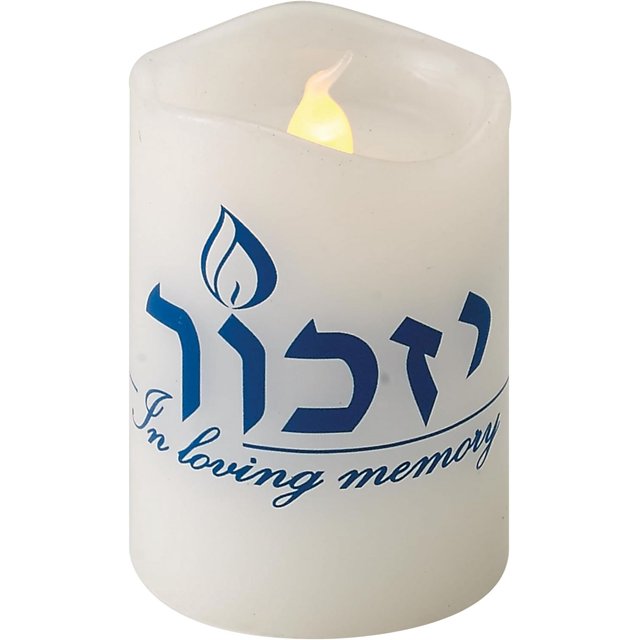 LED Flameless Memorial Candle LongLasting YIZKOR Candle for