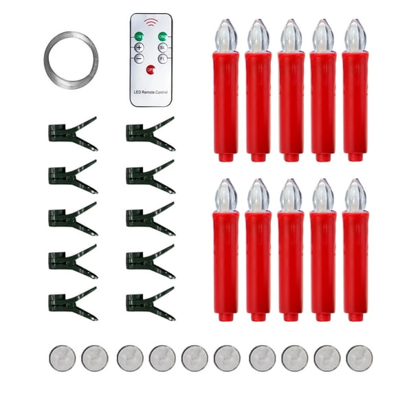 LED Flameless Taper Candles with Remote Control and Removable Clips,Flickering 4 Inches Christmas Tree Candle, Set of 10 Warm White Candle Perfect for Christmas, Holiday Home Garden Wedding Parties De