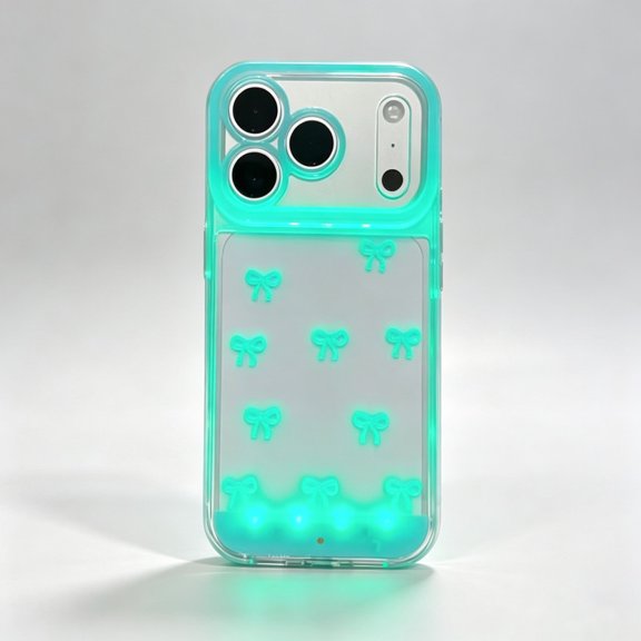 LED Flash Light Up Incoming Call Phone Case, Bow Decor LED Call Flash Phone Case for iPhone 13/14/15/16/17 Pro Max