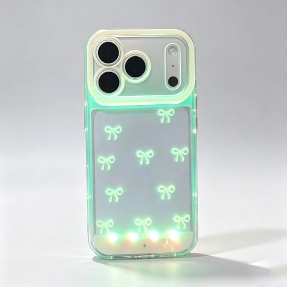 LED Flash Light Up Incoming Call Phone Case, Bow Decor LED Call Flash Phone Case for iPhone 13/14/15/16/17 Pro Max