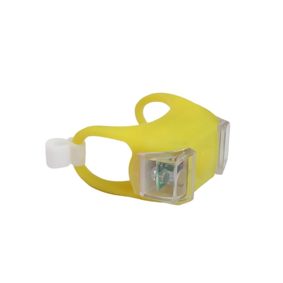 LED Flash Light for Bike with Twin Eye Design and Flexible Silicone Strap Night Riding Signal Safety Lamp in Yellow