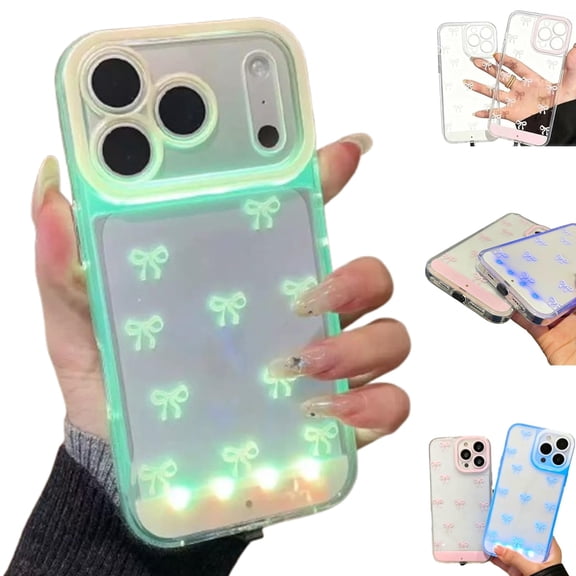 LED Flash Light up Incoming Call Phone Case,Built-In LED Light up Phone Cover,Cute Bowknot Protective Cover with Incoming Call Flash