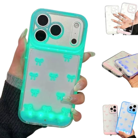 LED Flash Light up Incoming Call Phone Case,Built-In LED Light up Phone Cover,Cute Bowknot Protective Cover with Incoming Call Flash