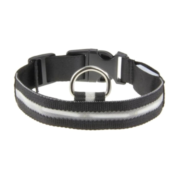 LED Flashing Glow Dog Collar L Size Adjustable High Transparency Mesh Luminous Nylon Necklace with 7 Light Modes for Small Medium Dogs Black - L