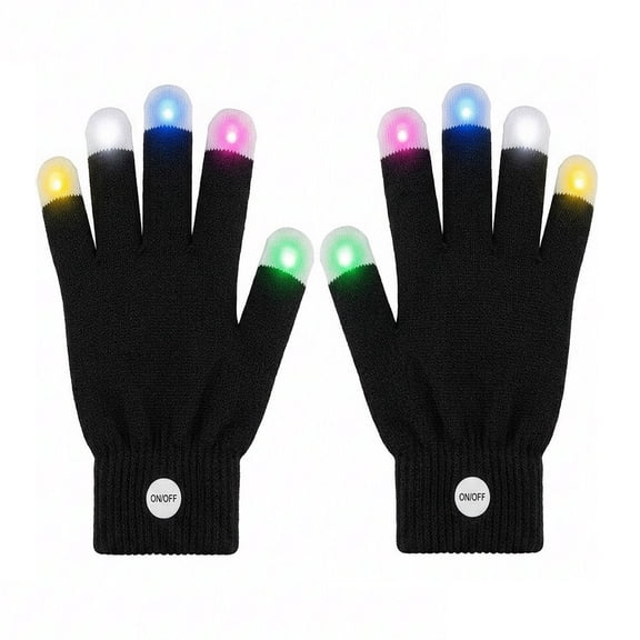 LED Flashing Glow Gloves 7 Colors, Light Up Finger Gloves for Rave, Halloween, Christmas, Birthday Gift Idea for Men Women, Teens, Boys, Girls, Adult