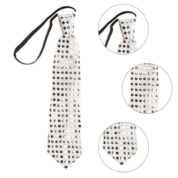 LED Flashing Light Shining Sequins Tie Sparkly Glitter Pre-Tied Necktie for Christmas Parties Costume Halloween