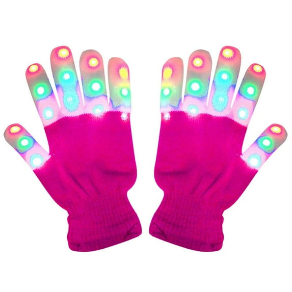 LED Flashing Light Up Gloves 1 Pair for Teens Kids and Adults, Colorful Finger Lights Glowing Rave Gloves 7Colors Christmas X'Mas