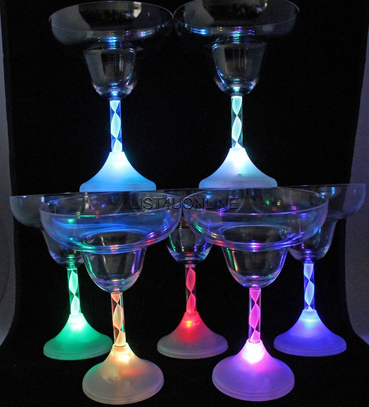 LED Flashing Margarita Cocktail Glasses 8 oz Light up LED Flashing Glasses Plastic Bar-ware , 4 Pack - image 1 of 13