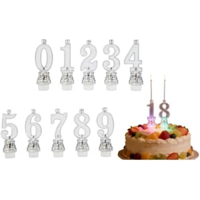 LED Flashing Number Cake Topper with Music, Clear Acrylic Glowing Birthday Candle for Cakes, Battery Operated Electronic Digital Numbers 0-9 for Party