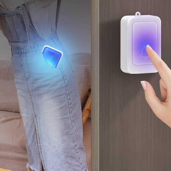 LED Flashing , Stick On Receiver And Transmitter Freestanding Base Multiple Ringtones ABS LED Color Light Cordless Door Bell Kit For Home For Deaf