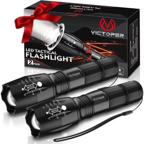 LED Flashlight 2 Pack, Bright Tactical Torch High Lumens with 5 Modes, Waterproof Zoomable Flash Light, Valentine's Day Gifts for Men, Hunting Camping Essentials ar